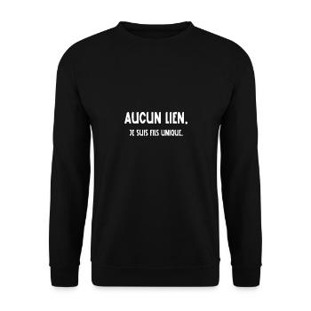 aucun lien je suis fils unique - Sweat-shirt Unisexe - noir - Devant - Alina (178cm) & Michal (187cm)