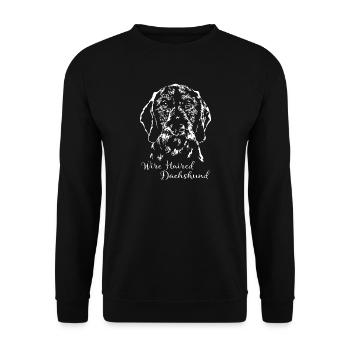 WIRE HAIRED DACHSHUND Portrait Wilsigns - Unisex Pullover - Schwarz - Vorne - Alina (178cm) & Michal (187cm)