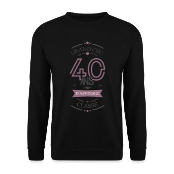 40 ans d affinage - Sweat-shirt Unisexe - noir - Devant - Alina (178cm) & Michal (187cm)