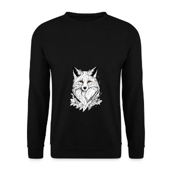 Cute Fox Face Floral - Unisex Sweatshirt - black - Front - Alina (178cm) & Michal (187cm)