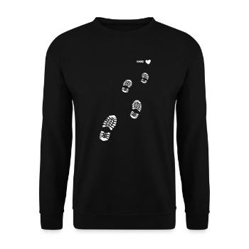 Cadeau de bottes de randonnée randonnée empreinte amour - Sweat-shirt Unisexe - noir - Devant - Alina (178cm) & Michal (187cm)