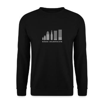Size Matters, size counts - funny saying - Unisex Sweatshirt - black - Front - Alina (178cm) & Michal (187cm)