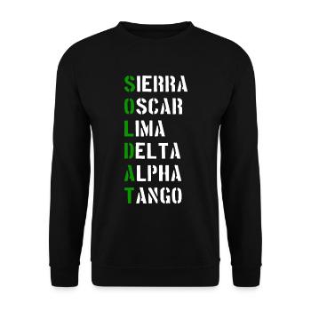 Soldat. Soldaten. Bundeswehr. Bundesheer. - Unisex Pullover - Schwarz - Vorne - Alina (178cm) & Michal (187cm)