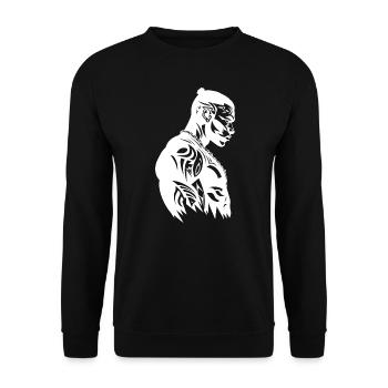 Tribal Boxer / Fighter Logo Tattoo Design - Sweat-shirt Unisexe - noir - Devant - Alina (178cm) & Michal (187cm)