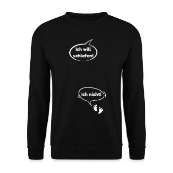Mama will schlafen, Baby nicht - für Schwangere - Unisex Pullover - Schwarz - Vorne - Alina (178cm) & Michal (187cm)