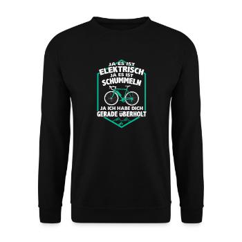 Ja Es Ist Elektrisch Ja Es Ist Schummeln - Unisex Pullover - Schwarz - Vorne - Alina (178cm) & Michal (187cm)