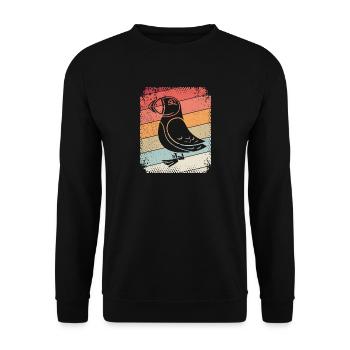 Puffin Papageitaucher Papageientaucher Retro - Unisex Pullover - Schwarz - Vorne - Alina (178cm) & Michal (187cm)