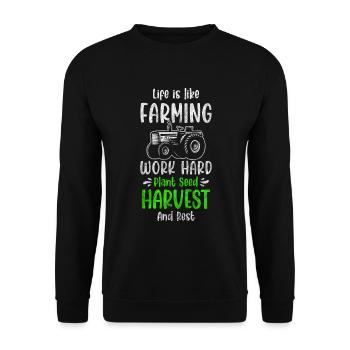 Landwirt Feldarbeiter Trecker Farmer - Unisex Pullover - Schwarz - Vorne - Alina (178cm) & Michal (187cm)
