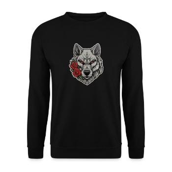 Gothic Wolf Wildlife Illustration - Unisex Sweatshirt - black - Front - Alina (178cm) & Michal (187cm)