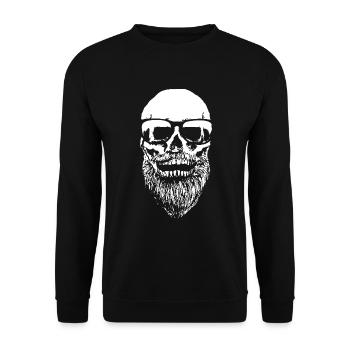 Bart Skull Hipster - Unisex Pullover - Schwarz - Vorne - Alina (178cm) & Michal (187cm)
