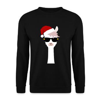 Weihnachten Lama Llama Mütze Geschenk Shirt - Unisex Pullover - Schwarz - Vorne - Alina (178cm) & Michal (187cm)