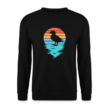 Cut Puffin Silhouette in Sea - Unisex Sweatshirt - black - Front - Alina (178cm) & Michal (187cm)