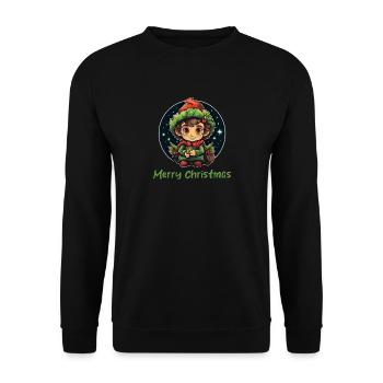 Merry Christmas Christmas Elf Wishes Merry Christmas - Unisex Sweatshirt - black - Front - Alina (178cm) & Michal (187cm)
