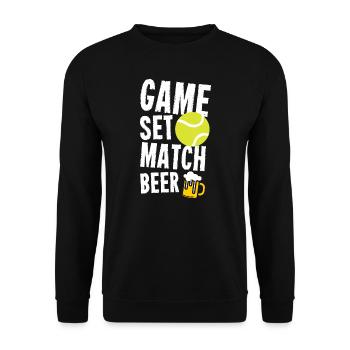 Tennis Sport Lover Game Set Match Bière Anniversaire - Sweat-shirt Unisexe - noir - Devant - Alina (178cm) & Michal (187cm)