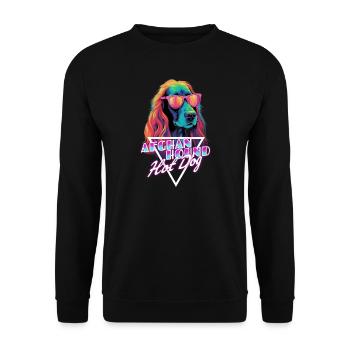 Retro Wave Afghan Hound Hot Dog Shirt - Unisex Sweatshirt - black - Front - Alina (178cm) & Michal (187cm)