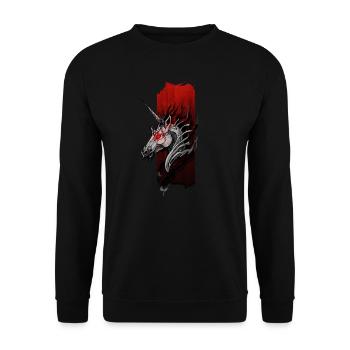 Schattengelassenheit: Dunkles Einhorn - Unisex Pullover - Schwarz - Vorne - Alina (178cm) & Michal (187cm)