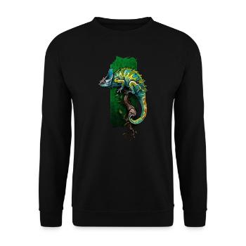 Colorful Camouflage: Chameleon on a Branch - Unisex Sweatshirt - black - Front - Alina (178cm) & Michal (187cm)