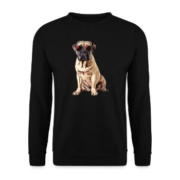 English Mastiff, Dog, Sunglasses, Summer - Unisex Sweatshirt - black - Front - Alina (178cm) & Michal (187cm)
