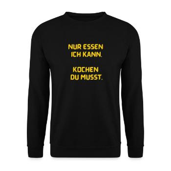 Nur essen ich kann... - Unisex Pullover - Schwarz - Vorne - Alina (178cm) & Michal (187cm)