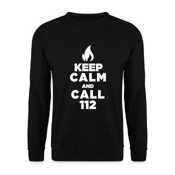Keep Calm and call 112 - Fire Brigade / Firefighter - Unisex Sweatshirt - black - Front - Alina (178cm) & Michal (187cm)