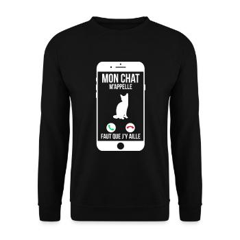 Mon chat m'appelle - Faut que j'y aille - Sweat-shirt Unisexe - noir - Devant - Alina (178cm) & Michal (187cm)