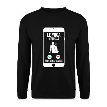 Le yoga m'appelle - Faut que j'y aille - Sweat-shirt Unisexe - noir - Devant - Alina (178cm) & Michal (187cm)