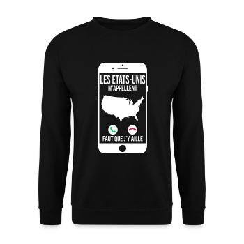 Les Etats-Unis m'appellent - Faut que j'y aille - Sweat-shirt Unisexe - noir - Devant - Alina (178cm) & Michal (187cm)