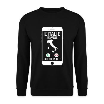 L'Italie m'appelle - Faut que j'y aille - Sweat-shirt Unisexe - noir - Devant - Alina (178cm) & Michal (187cm)