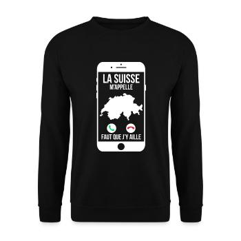 La Suisse m'appelle - Faut que j'y aille - Sweat-shirt Unisexe - noir - Devant - Alina (178cm) & Michal (187cm)