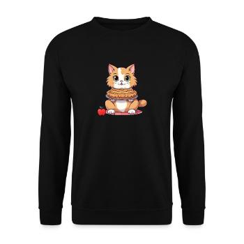 Tarte aux pommes au chat angora - Sweat-shirt Unisexe - noir - Devant - Alina (178cm) & Michal (187cm)