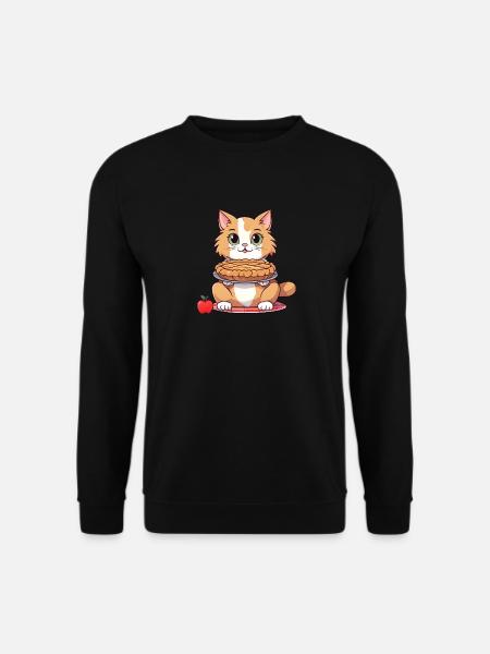 Apfelkuchen mit Angorakatze - Unisex Pullover - Schwarz
