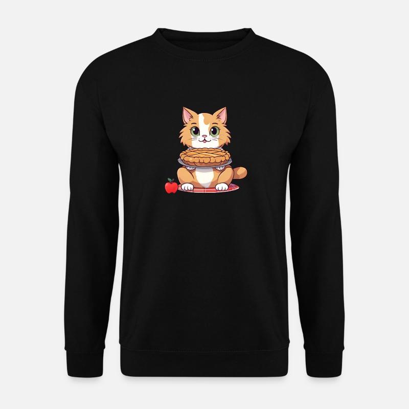 Apfelkuchen mit Angorakatze - Unisex Pullover - Schwarz