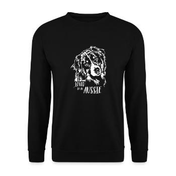 AUSTRALIAN SHEPHERD loved by an Aussie Wilsigns - Unisex Sweatshirt - black - Front - Alina (178cm) & Michal (187cm)