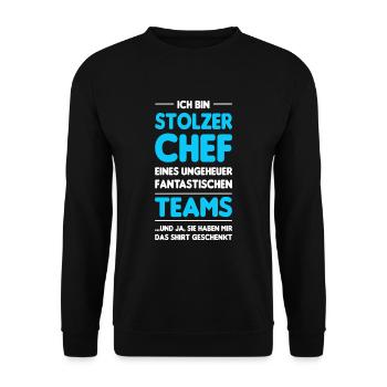 Stolzer Chef Geschenk - Unisex Pullover - Schwarz - Vorne - Alina (178cm) & Michal (187cm)