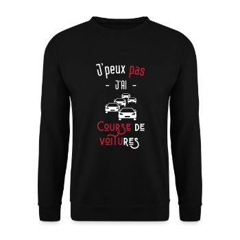 j'peux pas j'ai course de voitures - Sweat-shirt Unisexe - noir - Devant - Alina (178cm) & Michal (187cm)