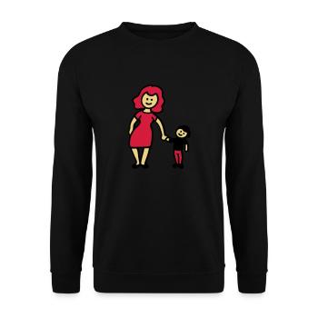 Mutter / Oma + Kind 3 - Unisex Pullover - Schwarz - Vorne - Alina (178cm) & Michal (187cm)