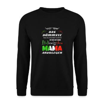 Italienische Mama - Unisex Pullover - Schwarz - Vorne - Alina (178cm) & Michal (187cm)