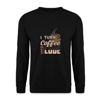 turn coffee into code - Unisex Pullover - Schwarz - Vorne - Alina (178cm) & Michal (187cm)