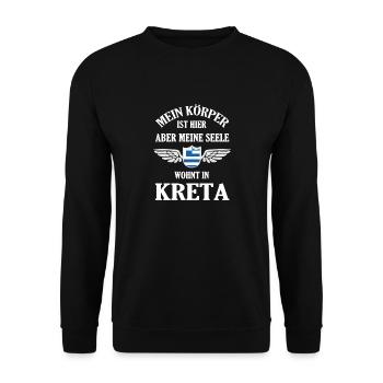 Seele in Kreta – Heimatgefühl und Urlaubsfreude - Unisex Pullover - Schwarz - Vorne - Alina (178cm) & Michal (187cm)