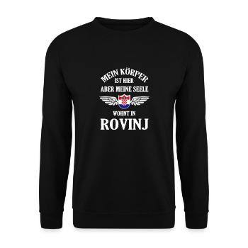 Rovinj Sehnsucht – Mediterranes Paradies in Istrie - Unisex Pullover - Schwarz - Vorne - Alina (178cm) & Michal (187cm)