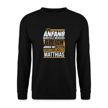 MATTHIAS - Die Besten - Unisex Pullover - Schwarz - Vorne - Alina (178cm) & Michal (187cm)