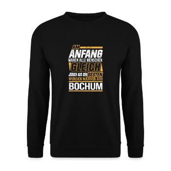 BOCHUM wo die Besten Männer herkommen - Unisex Pullover - Schwarz - Vorne - Alina (178cm) & Michal (187cm)