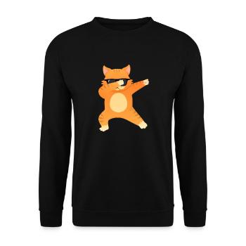 Cat With Sunglasses Dab Dance - Cool Gift - Unisex Pullover - Schwarz - Vorne - Alina (178cm) & Michal (187cm)