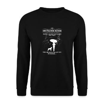 Frauen-Hundeshirt mit Deutscher Boxer - Unisex Pullover - Schwarz - Vorne - Alina (178cm) & Michal (187cm)