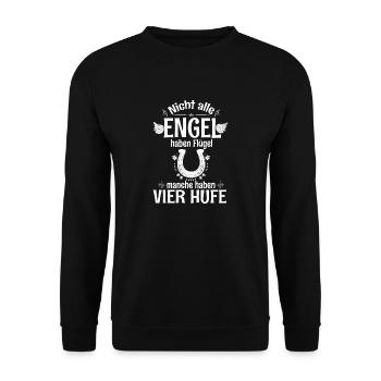 Engel mit Hufen - Pferde Motiv - Unisex Pullover - Schwarz - Vorne - Alina (178cm) & Michal (187cm)