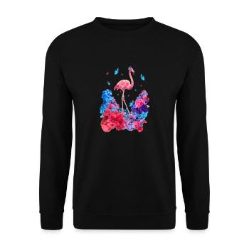 Wolken Flamingo - Unisex Pullover - Schwarz - Vorne - Alina (178cm) & Michal (187cm)