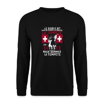 Tempête Suisses - Sweat-shirt Unisexe - noir - Devant - Alina (178cm) & Michal (187cm)
