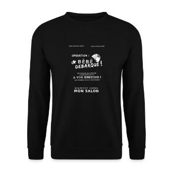 Bébé débarque - Sweat-shirt Unisexe - noir - Devant - Alina (178cm) & Michal (187cm)
