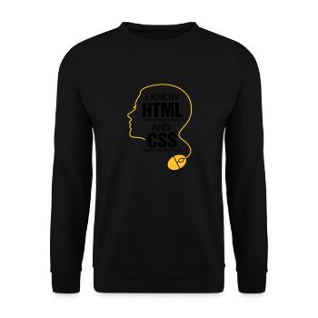 Ich weiß wie man Mädels trifft! - Unisex Pullover - Schwarz - Vorne - Alina (178cm) & Michal (187cm)
