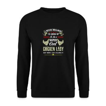 Huhn Hahn Chicken Geschenkidee - Unisex Pullover - Schwarz - Vorne - Alina (178cm) & Michal (187cm)
